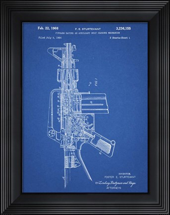Framed Firearm With Auxiliary Bolt Closure Mechanism Patent - Blueprint Print