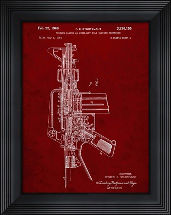 Framed Firearm With Auxiliary Bolt Closure Mechanism Patent - Burgundy Print