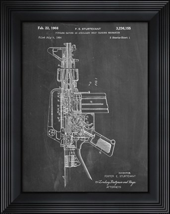 Framed Firearm With Auxiliary Bolt Closure Mechanism Patent - Chalkboard Print