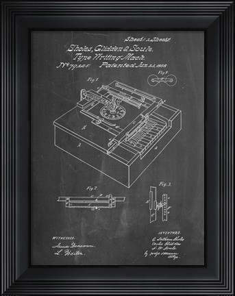 Framed Type Writing Machine Patent - Chalkboard Print