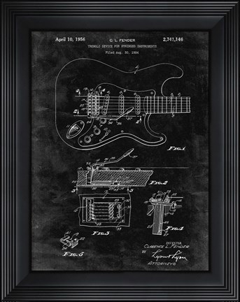 Framed Tremolo Device for Stringed Instruments Patent - Black Grunge Print