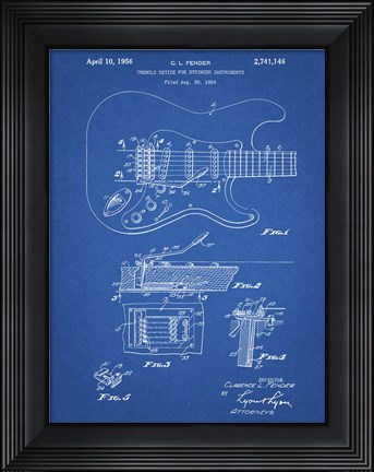 Framed Tremolo Device for Stringed Instruments Patent - Blueprint Print
