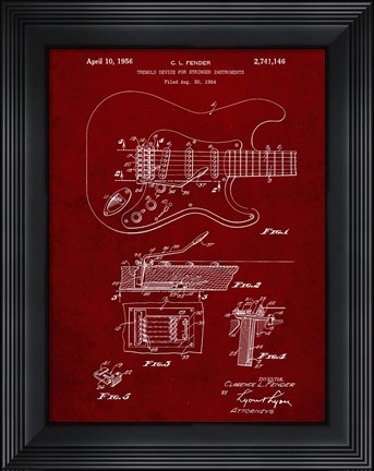 Framed Tremolo Device for Stringed Instruments Patent - Burgundy Print