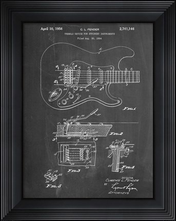 Framed Tremolo Device for Stringed Instruments Patent - Chalkboard Print
