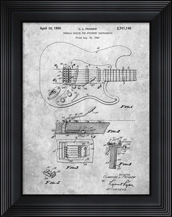 Framed Tremolo Device for Stringed Instruments Patent - Slate Print