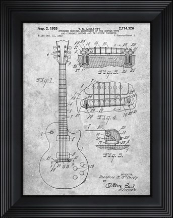 Framed Guitar &amp; Combined Bridge &amp; Tailpiece Therefor Patent - Slate Print