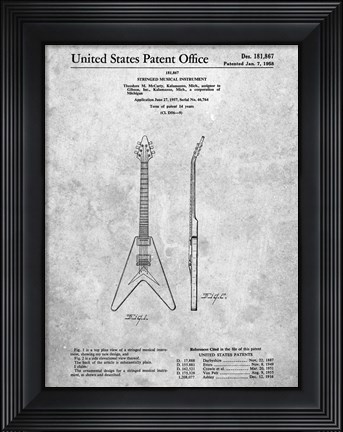 Framed Stringed Musical Instrument Patent - Slate Print