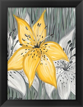 Framed Tiger Lily in Yellow Print