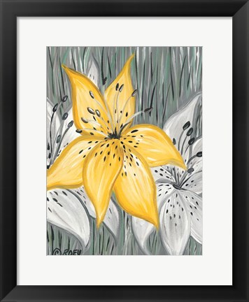 Framed Tiger Lily in Yellow Print