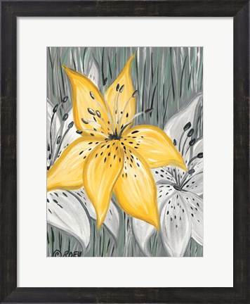 Framed Tiger Lily in Yellow Print