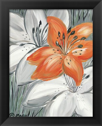 Framed Tiger Lily in Orange Print