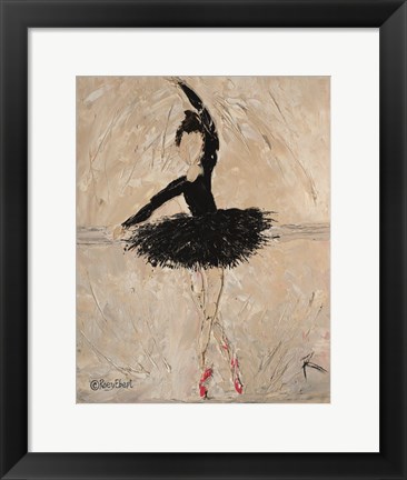 Framed Ballerina with Scarlet Pointe Shoes Print