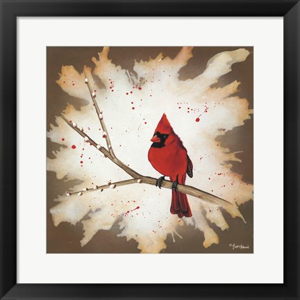 Framed Weathered Friends - Cardinal Print