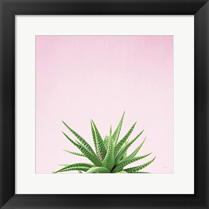 Framed Succulent Simplicity I on Pink Print