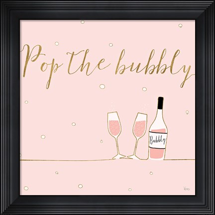 Framed Underlined Bubbly VII Pink Print