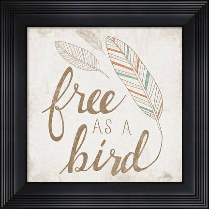 Framed Free as a Bird Beige Print