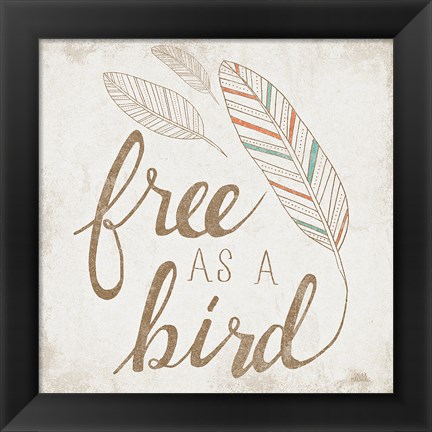 Framed Free as a Bird Beige Print