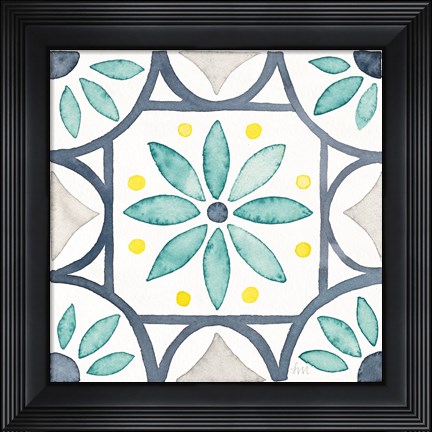 Framed Garden Getaway Tile VIII White Print