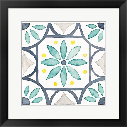 Framed Garden Getaway Tile VIII White Print