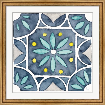 Framed Garden Getaway Tile VIII Blue Print