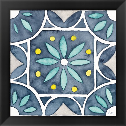 Framed Garden Getaway Tile VIII Blue Print