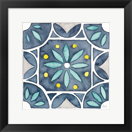 Framed Garden Getaway Tile VIII Blue Print