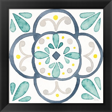 Framed Garden Getaway Tile VII White Print