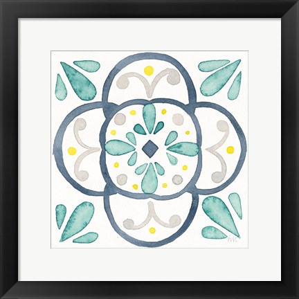 Framed Garden Getaway Tile VII White Print