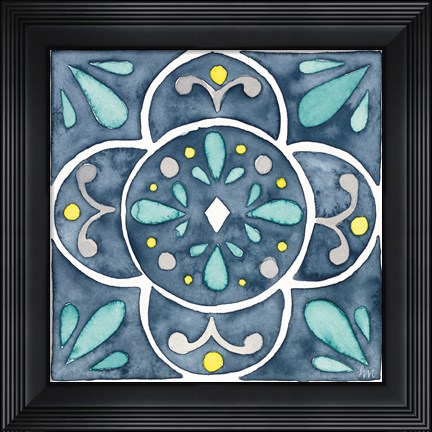 Framed Garden Getaway Tile VII Blue Print