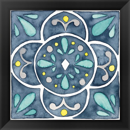 Framed Garden Getaway Tile VII Blue Print