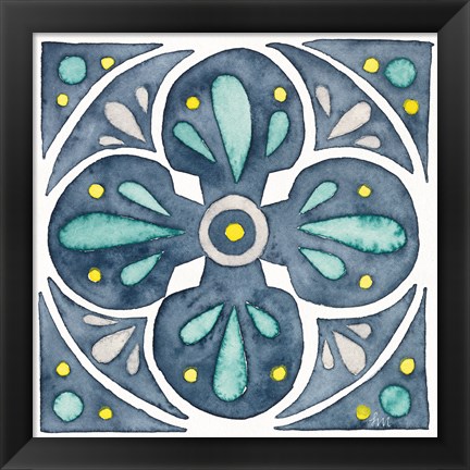 Framed Garden Getaway Tile VI Blue Print