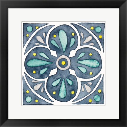 Framed Garden Getaway Tile VI Blue Print