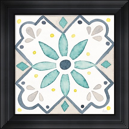 Framed Garden Getaway Tile V White Print