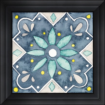 Framed Garden Getaway Tile V Blue Print