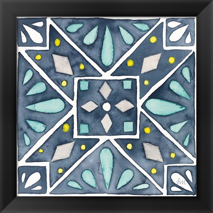 Framed Garden Getaway Tile IX Blue Print