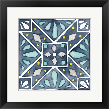 Framed Garden Getaway Tile IX Blue Print