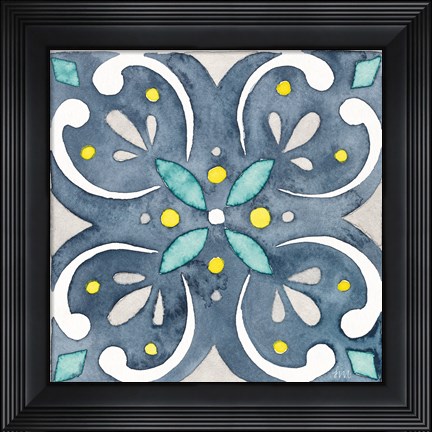 Framed Garden Getaway Tile IV Blue Print
