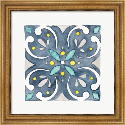 Framed Garden Getaway Tile IV Blue Print