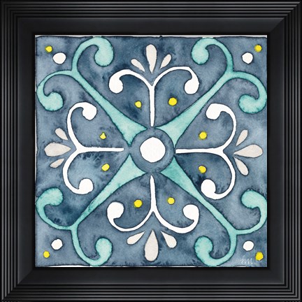Framed Garden Getaway Tile III Blue Print