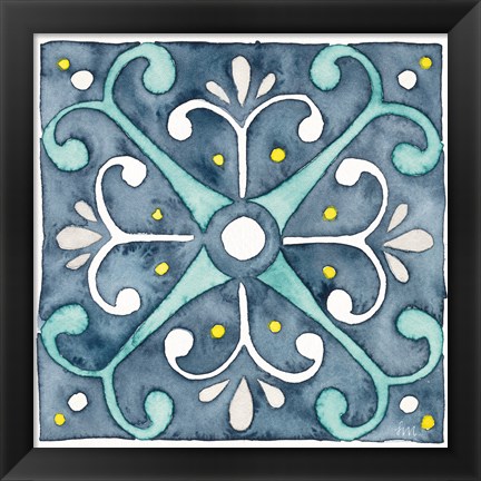Framed Garden Getaway Tile III Blue Print