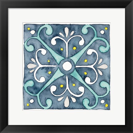 Framed Garden Getaway Tile III Blue Print