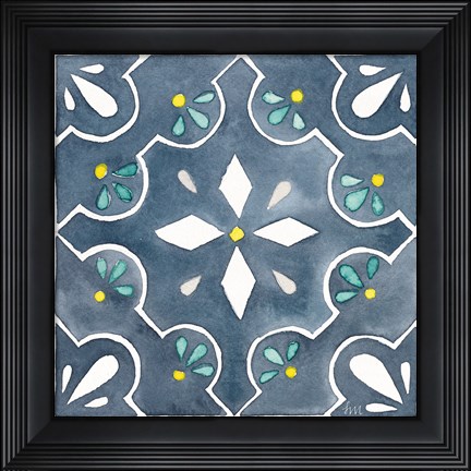 Framed Garden Getaway Tile II Blue Print