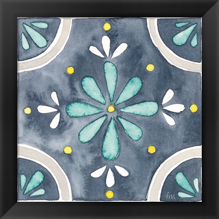 Framed Garden Getaway Tile I Blue Print