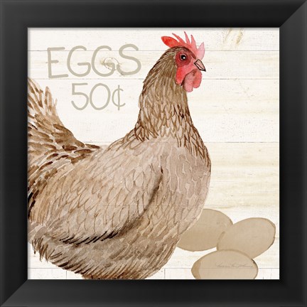 Framed Life on the Farm Chicken III Print