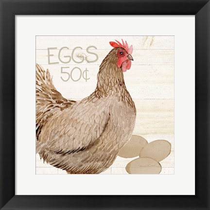 Framed Life on the Farm Chicken III Print