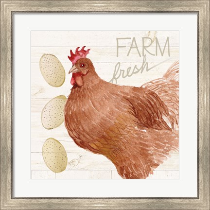 Framed Life on the Farm Chicken II Print