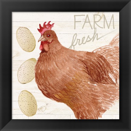 Framed Life on the Farm Chicken II Print