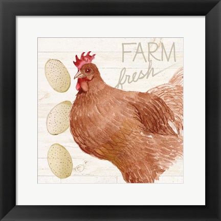 Framed Life on the Farm Chicken II Print