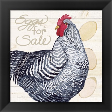 Framed Life on the Farm Chicken I Print