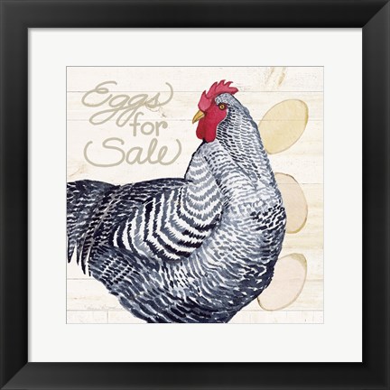 Framed Life on the Farm Chicken I Print